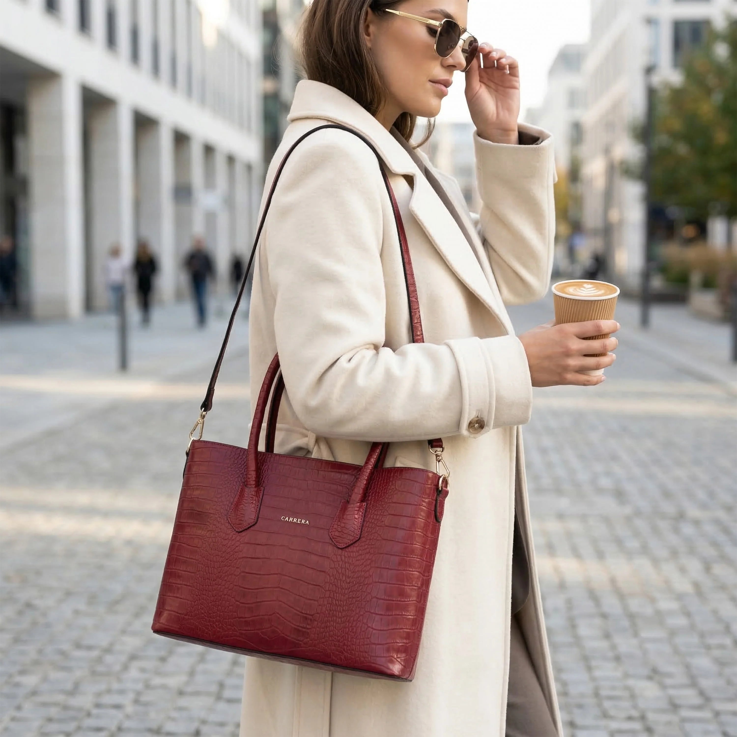 Carrera Novelya – Full-Grain Croco Embossed Leather Women's Bag