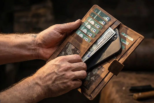 Coppet Handmade Leather Long Wallet with Phone