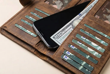 Coppet Handmade Leather Long Wallet with Phone