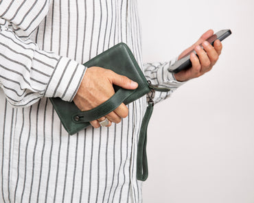 Heritage Unisex Leather Wallet & Phone Bag with Wrist Strap