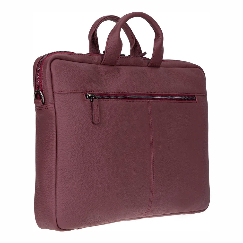 Leather Business Briefcase / 13" Laptop Case with Suitcase Sleeve