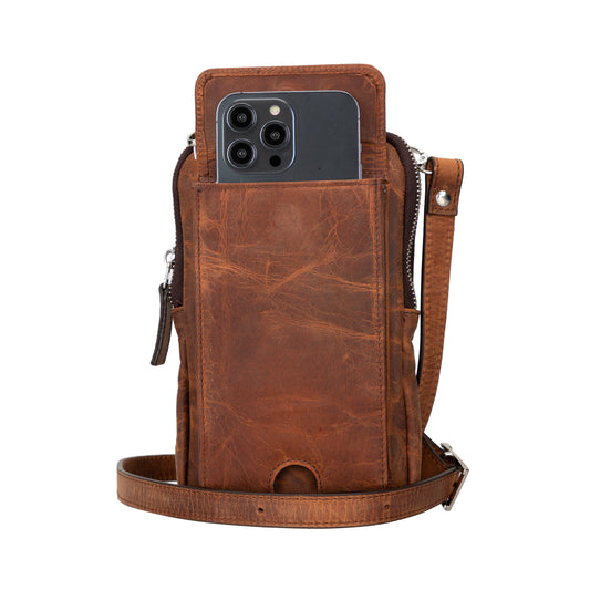 Leather Crossbody Bag - Smart Travel Phone & Wallet Organizer