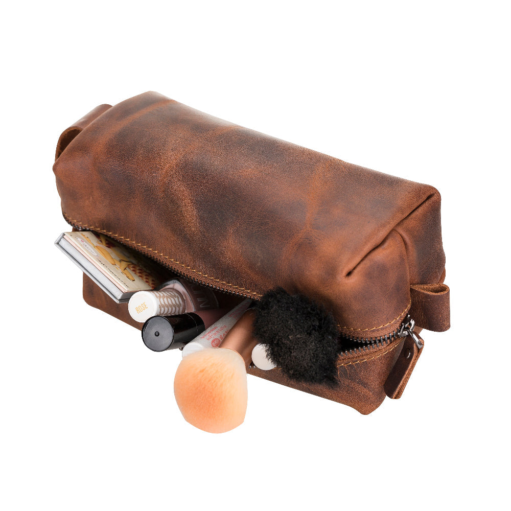 Leather Dopp Kit - Full-Grain Leather Toiletry Organizer, Medium