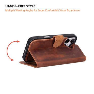 Leather iPhone 17-Detachable Wallet Case