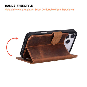 Leather iPhone 17 Pro Max Detachable Wallet Case