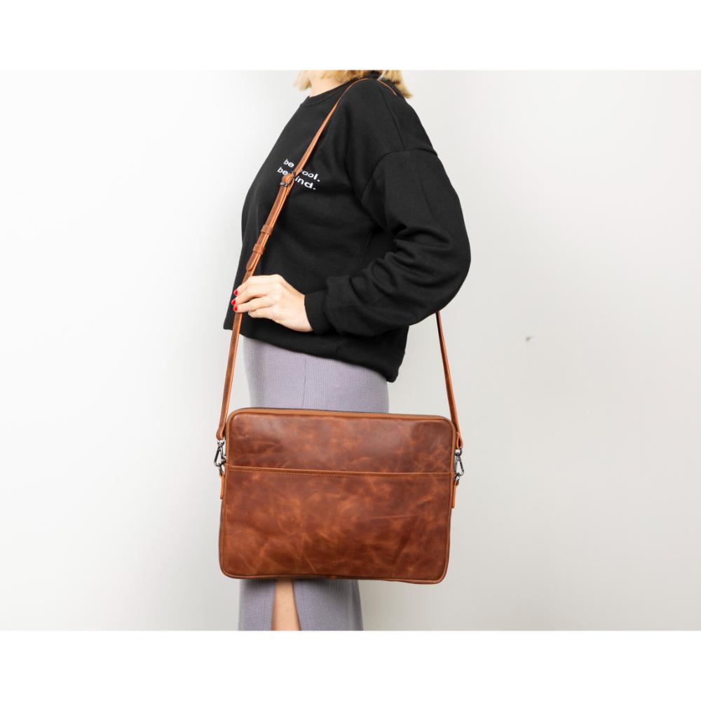 Leeds Slim Leather Laptop & Tablet Case - Messenger Bag for 14” & 16”