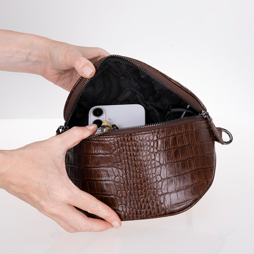 Liora Handcrafted Croco Leather Crossbody Bag