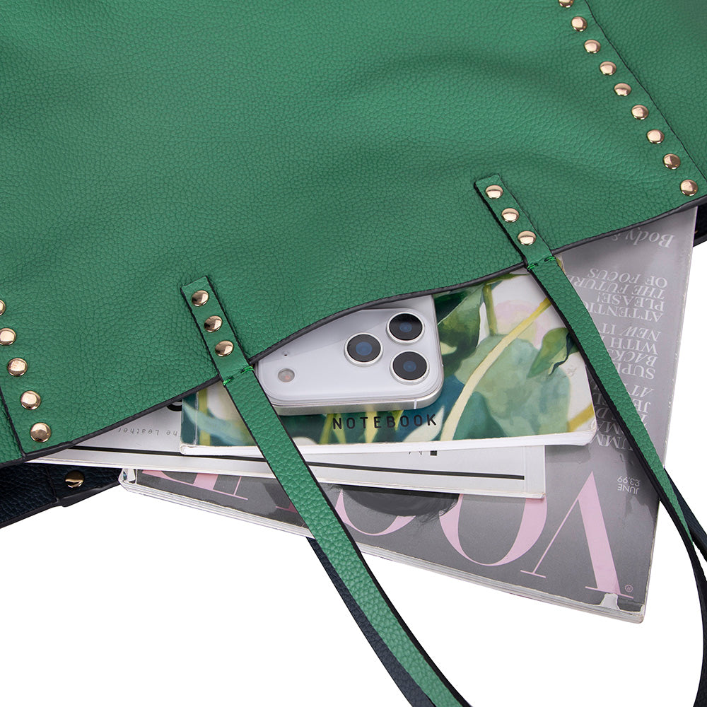 Reversible Studded Leather Tote Bag