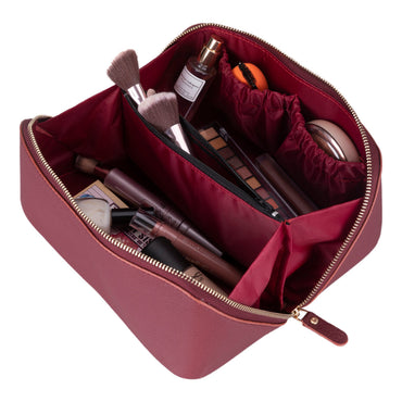 Novara Leather Travel Makeup Bag Organizer