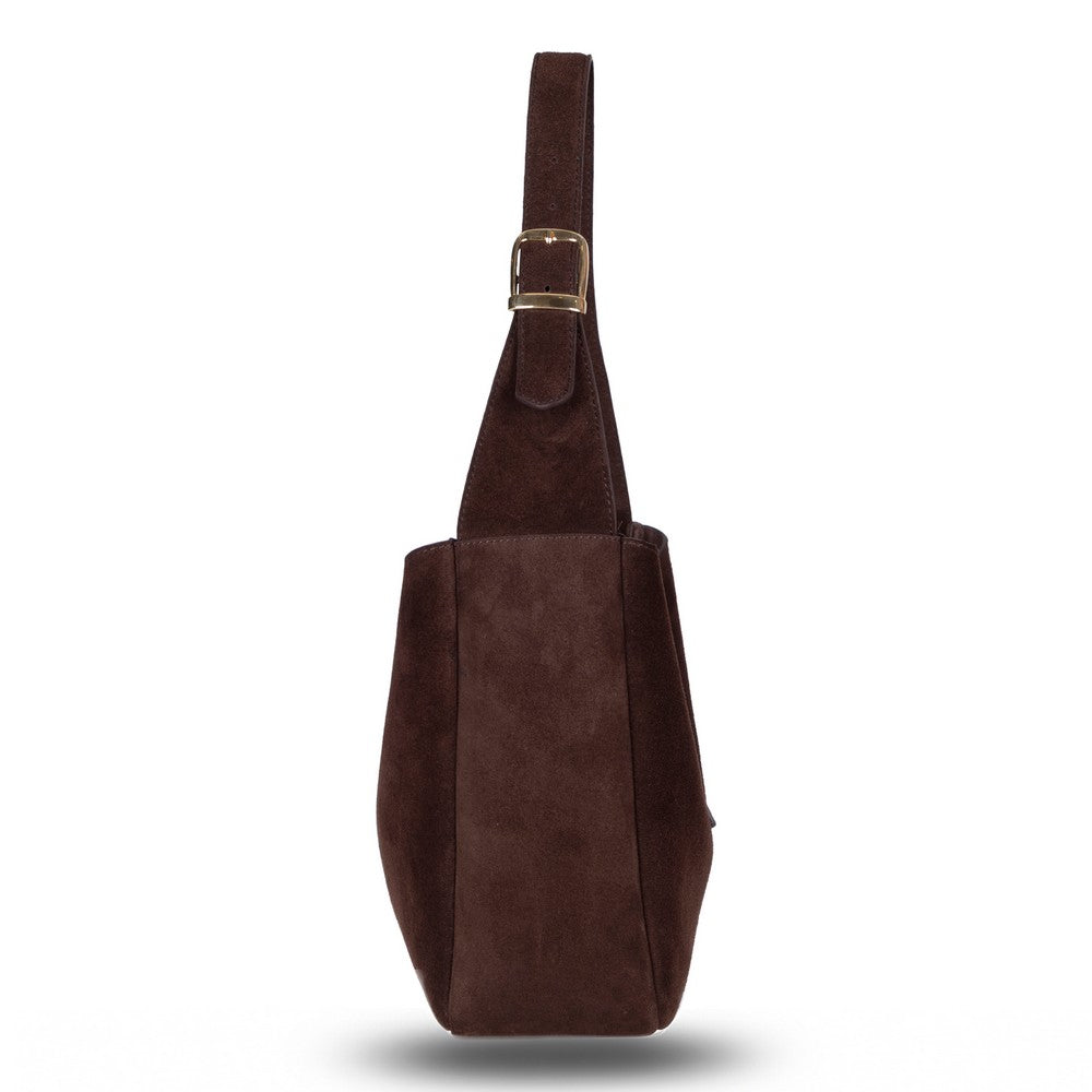 Pebbled Leather Women's Shoulder Bag with Gold Clasp