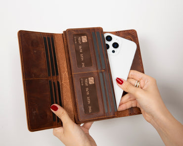 Valora Leather Women’s Wallet - Phone Holder & Multi-Card Organizer