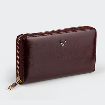 Women Large Leather Wallet With Dual Compartments