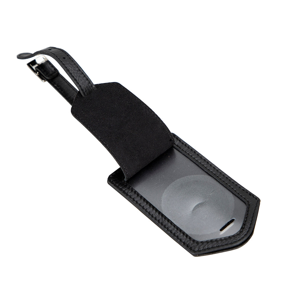 Genuine Leather AirTag Luggage Tag with Secure Buckle