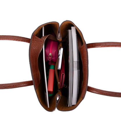 Carrera Novelya – Full-Grain Croco Embossed Leather Women's Bag