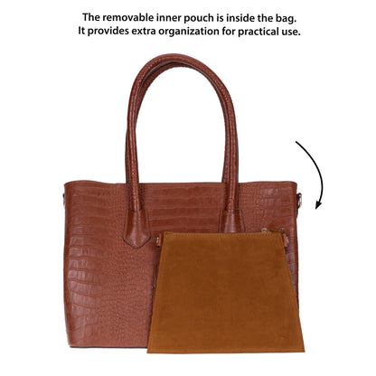 Carrera Novelya – Full-Grain Croco Embossed Leather Women's Bag