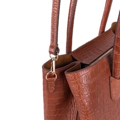 Carrera Novelya – Full-Grain Croco Embossed Leather Women's Bag