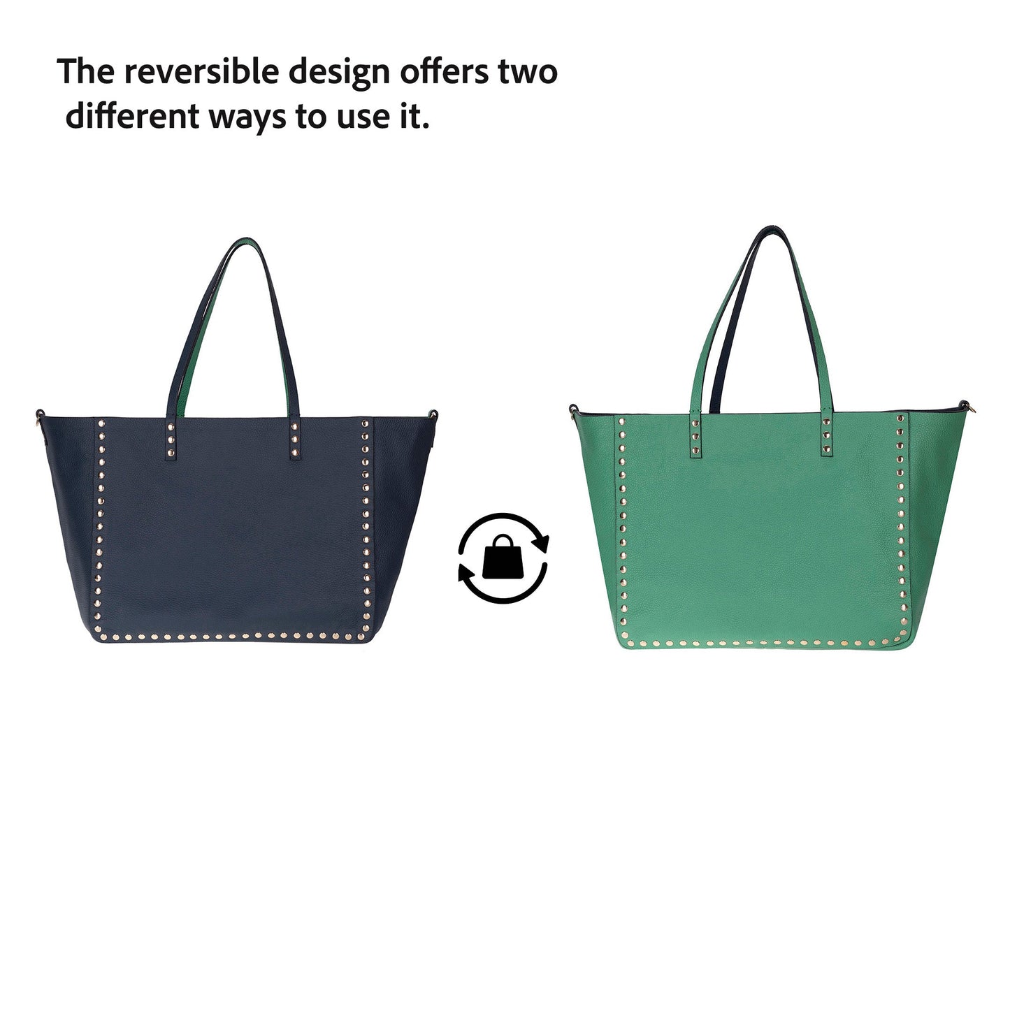 Reversible Studded Leather Tote Bag