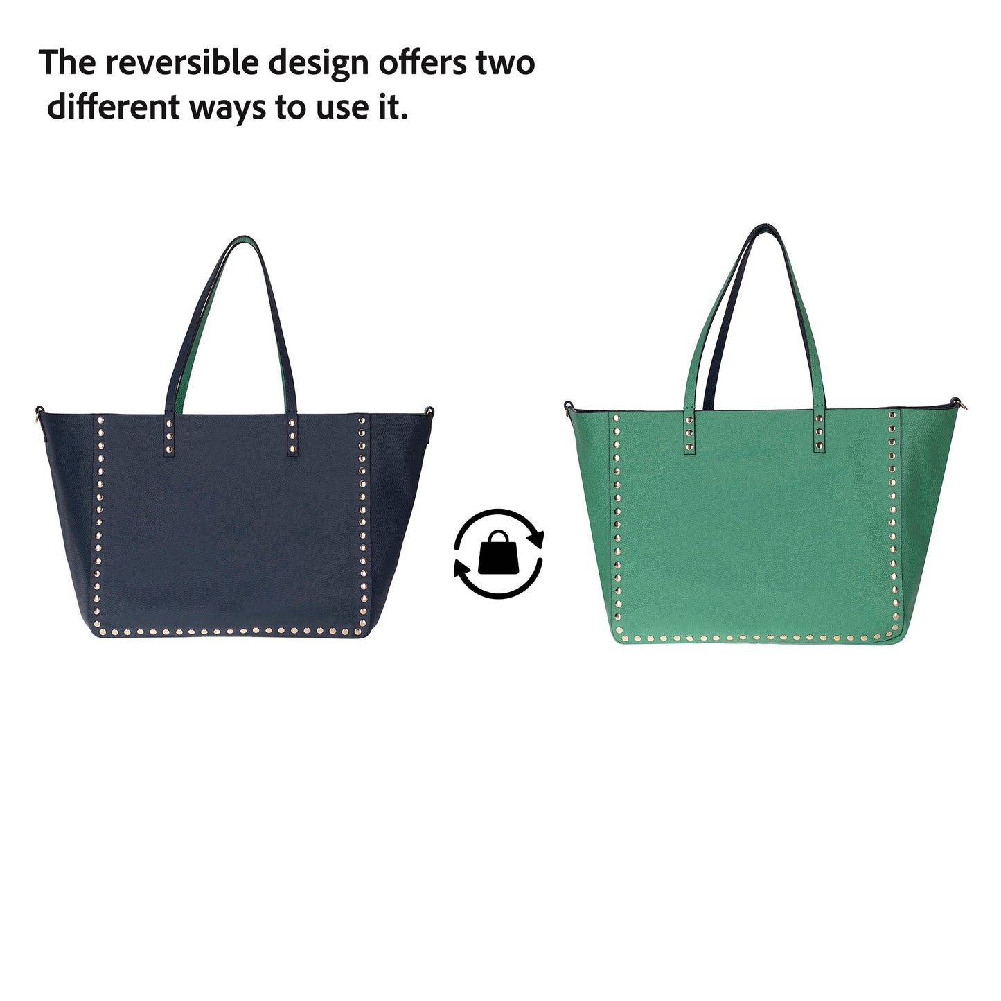 Reversible Studded Leather Tote Bag