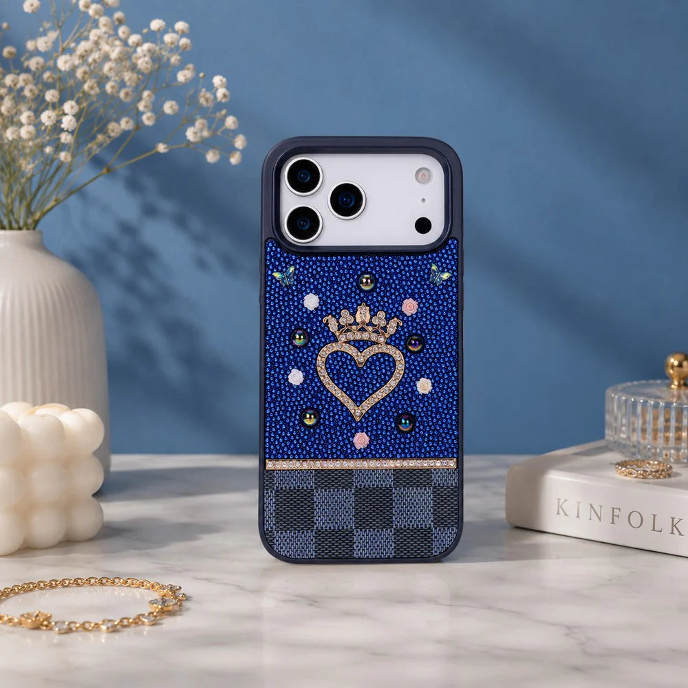 Crystal iPhone 17 Pro Case Heart Crown Luxury Rhinestone Vissel