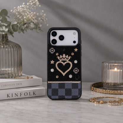 Crystal iPhone 17 Pro Case Heart Crown Luxury Rhinestone Vissel