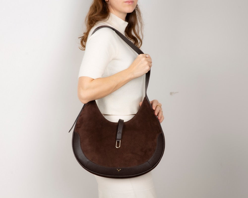 Handcrafted Genuine Leather Crescent Bag - Minimalist Hobo Purse
