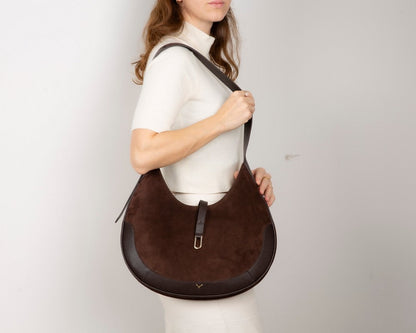 Handcrafted Genuine Leather Crescent Bag - Minimalist Hobo Purse