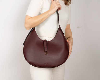 Handcrafted Genuine Leather Crescent Bag - Minimalist Hobo Purse