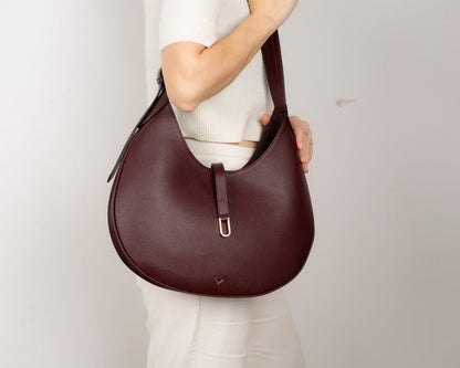 Handcrafted Genuine Leather Crescent Bag - Minimalist Hobo Purse