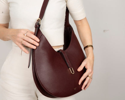 Handcrafted Genuine Leather Crescent Bag - Minimalist Hobo Purse