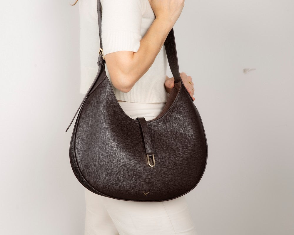 Handcrafted Genuine Leather Crescent Bag - Minimalist Hobo Purse