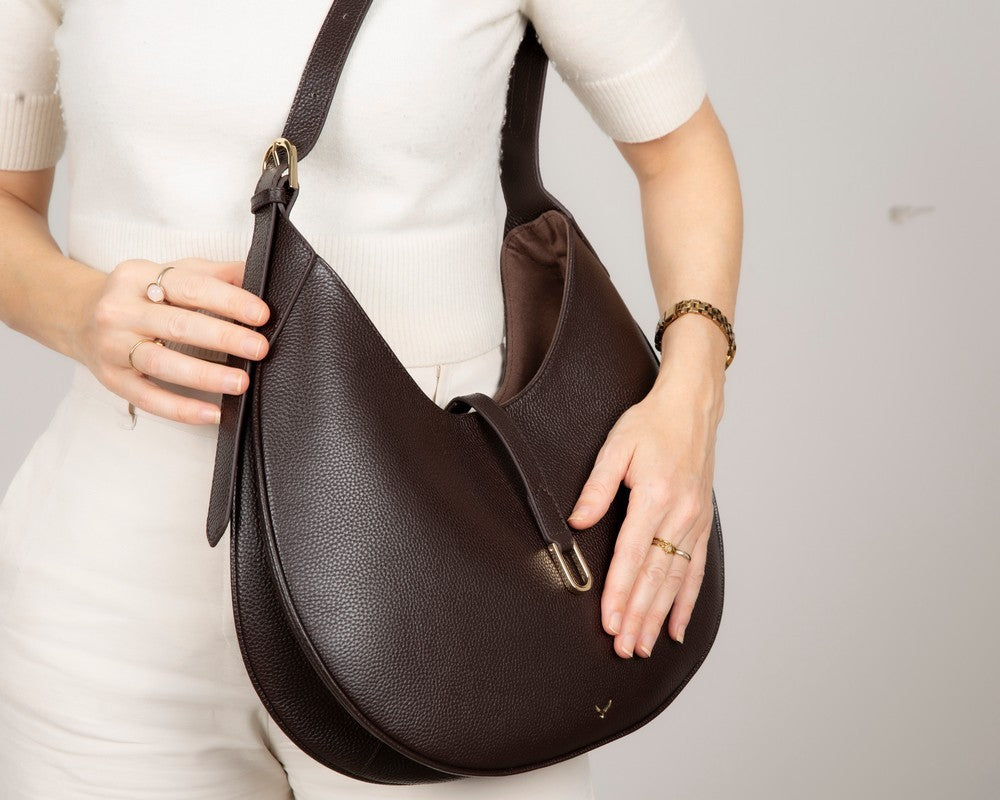 Handcrafted Genuine Leather Crescent Bag - Minimalist Hobo Purse