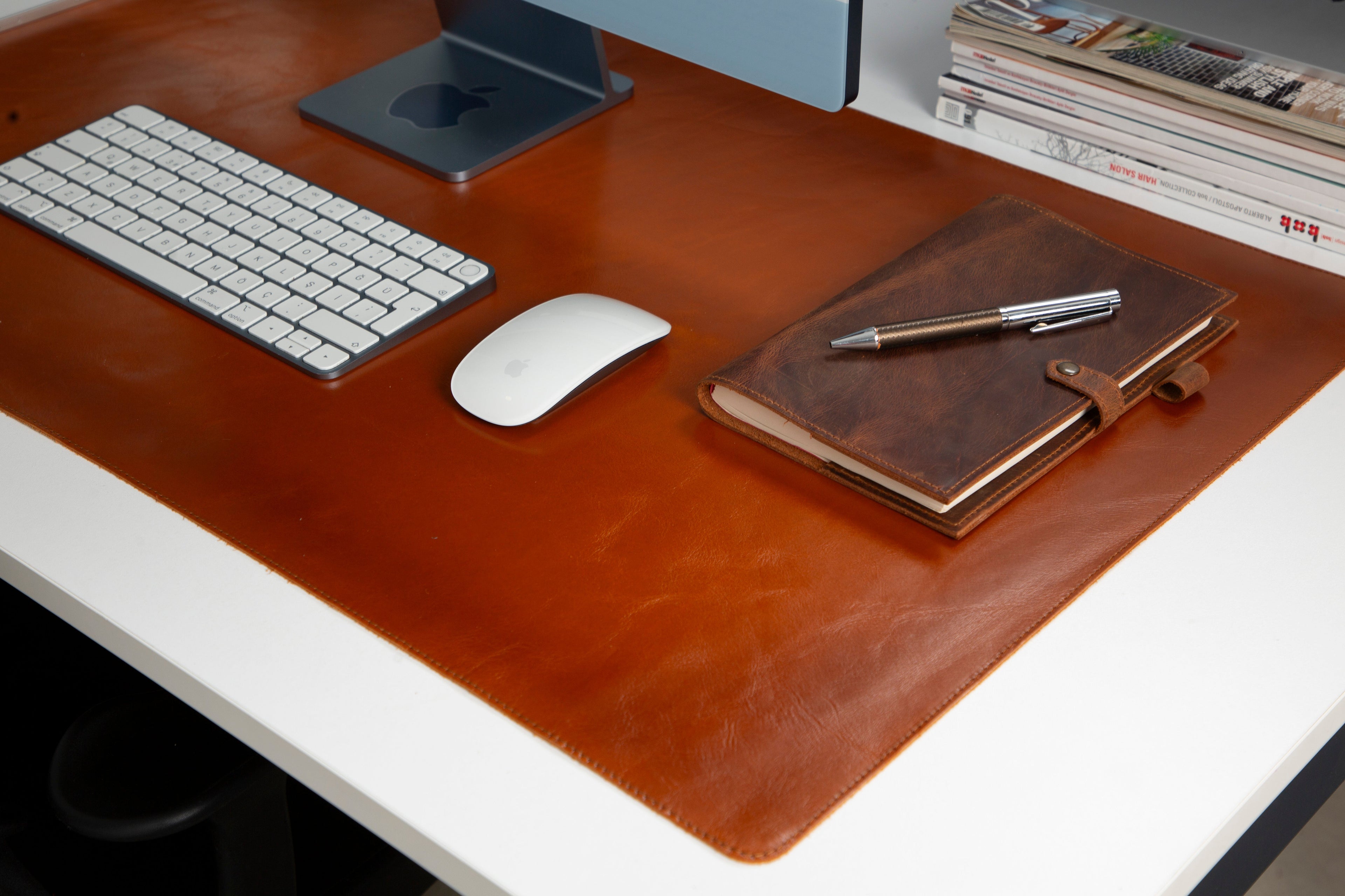 Natural Leather Desk Mat 14.6" x 31.5" (37 Cm x 80 Cm)