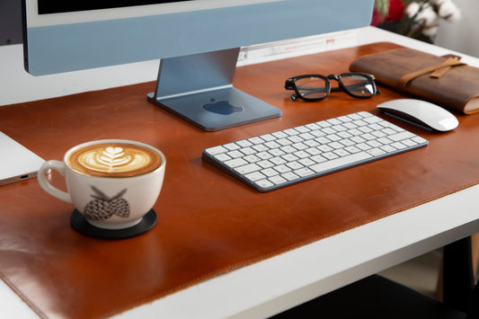 Genuine Leather Desk Mat 14.6 x 31.5 inch