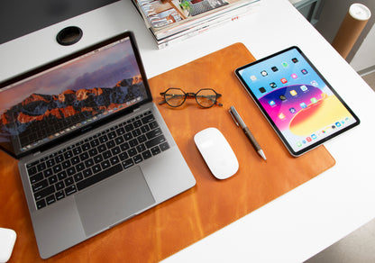 Natural Leather Desk Mat 14.6" x 31.5" (37 Cm x 80 Cm)