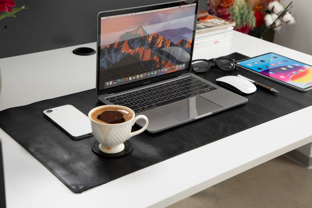 Natural Leather Desk Mat 14.6" x 31.5" (37 Cm x 80 Cm)
