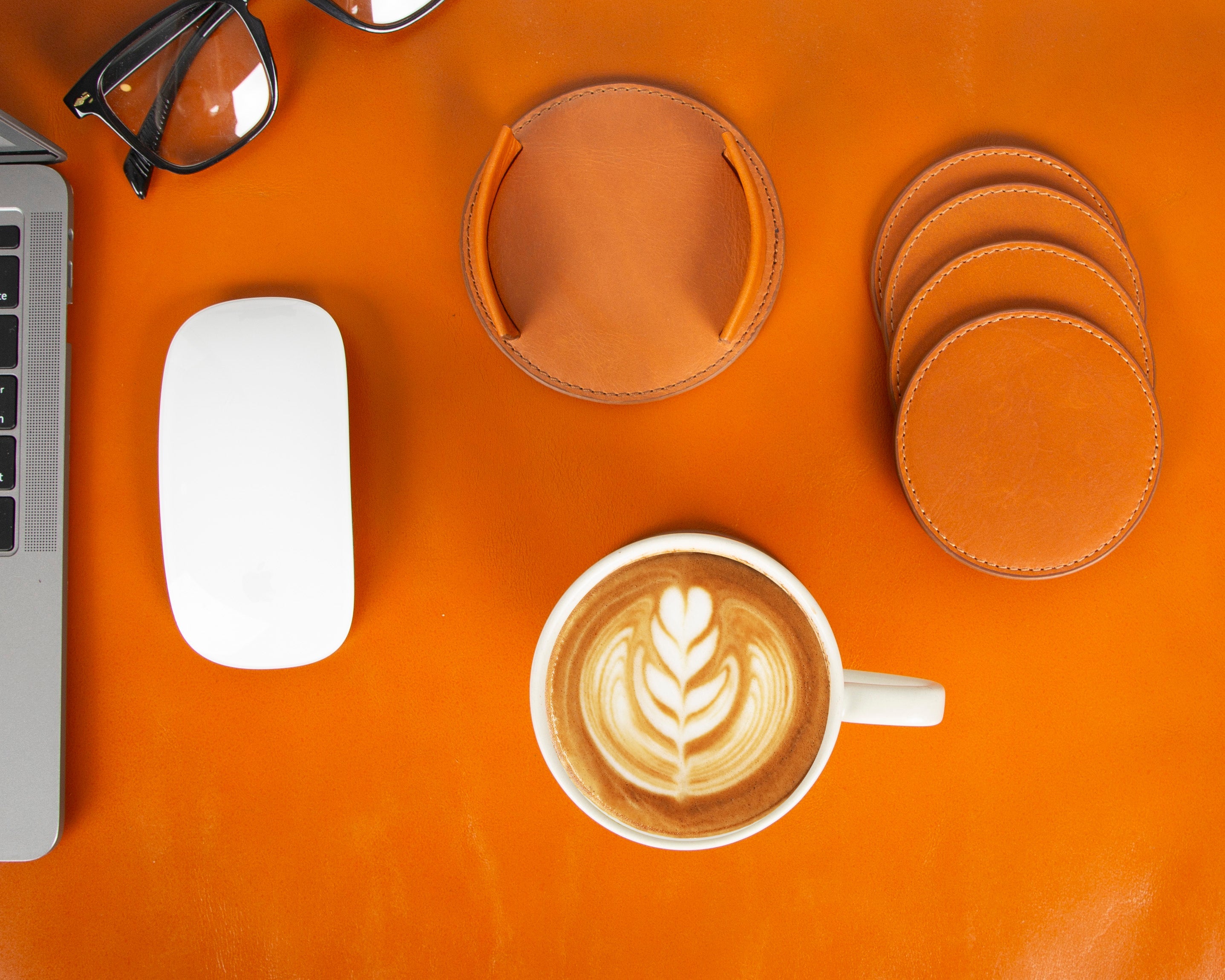 Divine Cup Leather Coaster Set