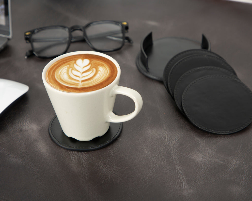 Divine Cup Leather Coaster Set