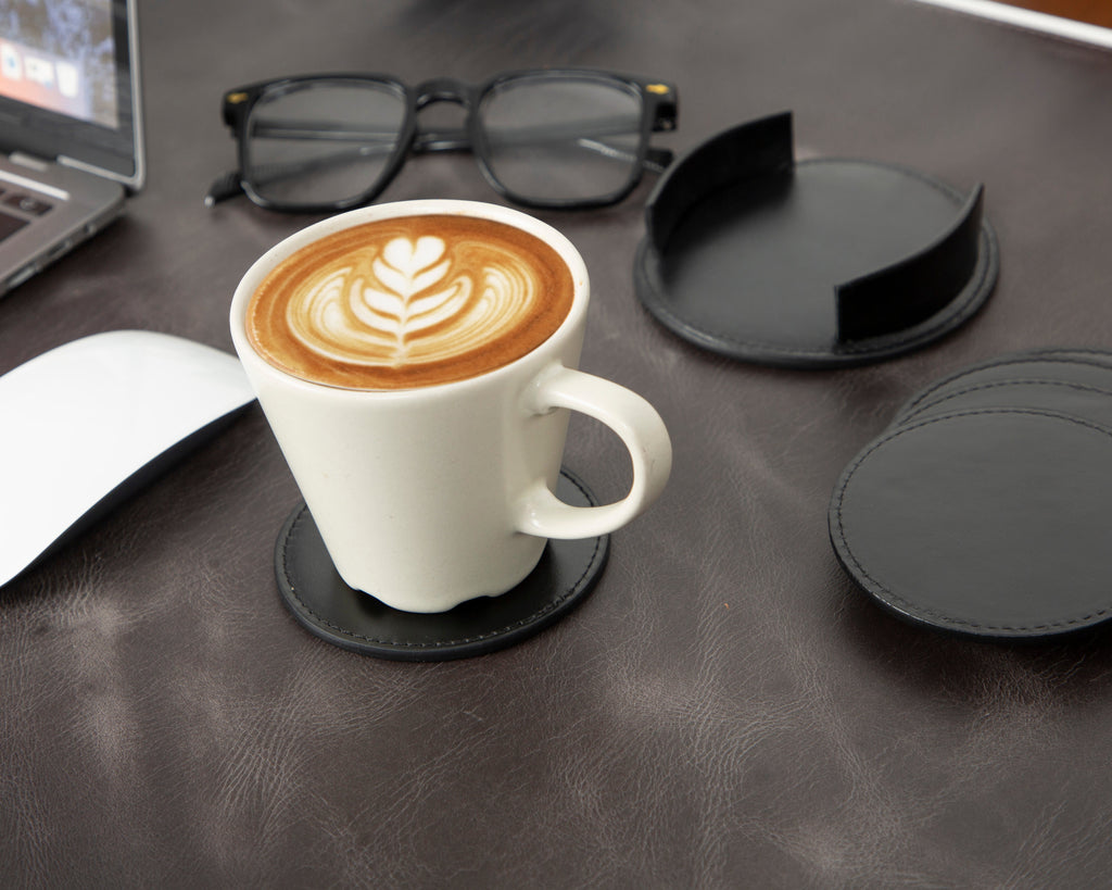 Divine Cup Leather Coaster Set