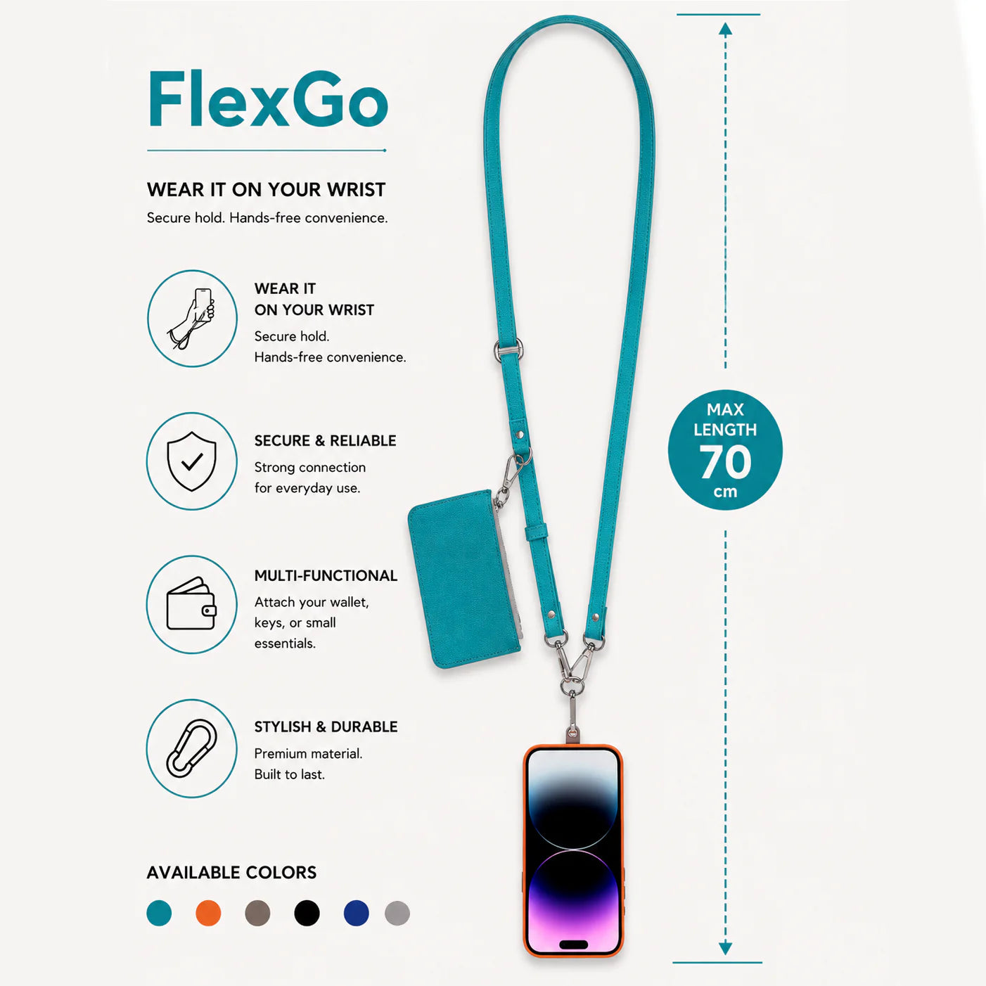 PU Leather Phone Strap Wallet Set Clip-On Crossbody FlexGo