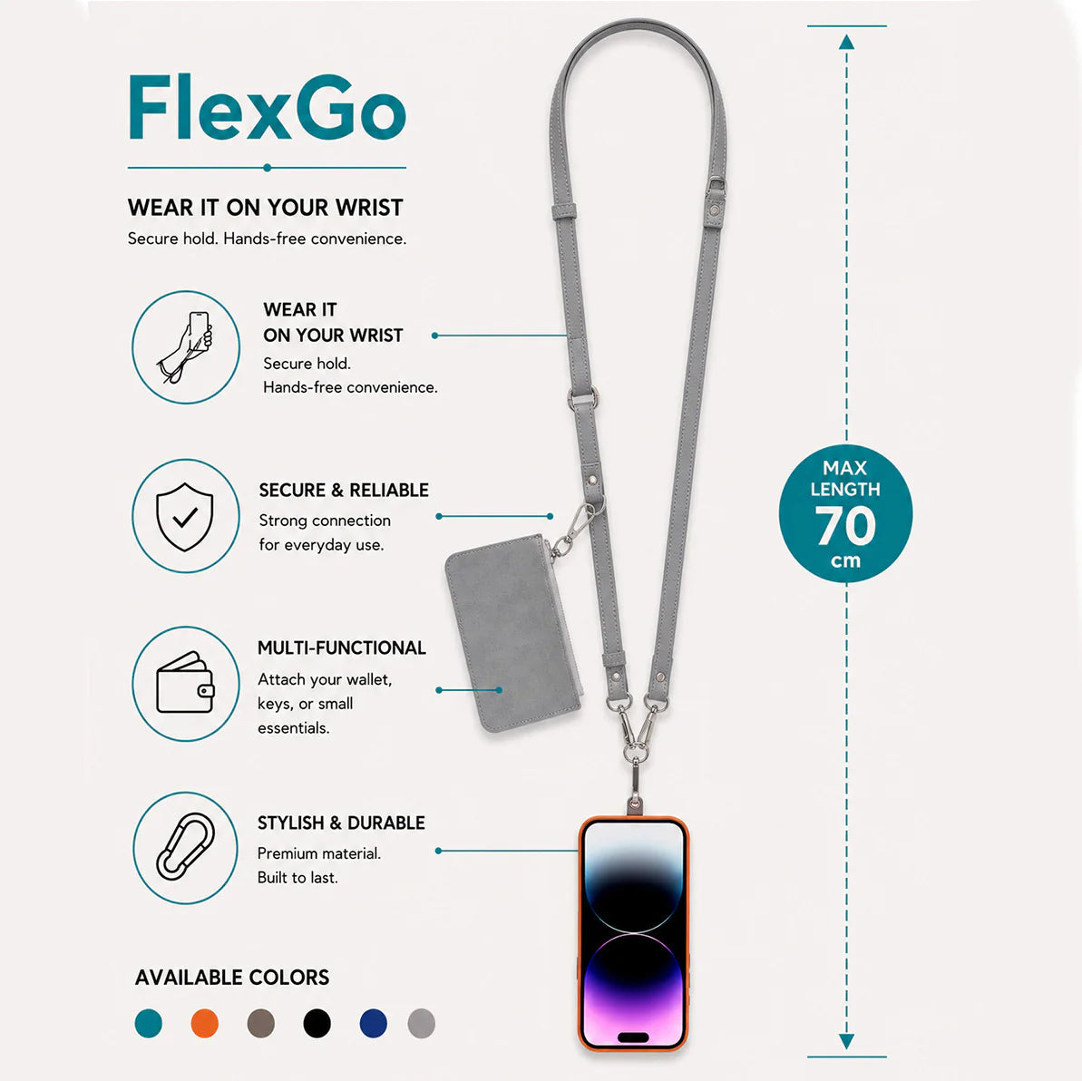 PU Leather Phone Strap Wallet Set Clip-On Crossbody FlexGo