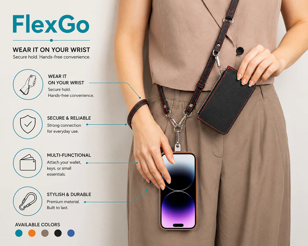 PU Leather Phone Strap Wallet Set Clip-On Crossbody FlexGo