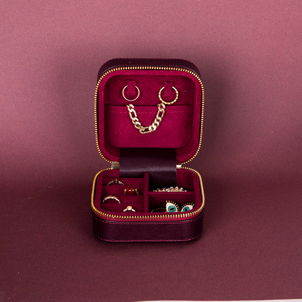 Arden Genuine Leather Jewelry Box – Handcrafted Storage with Velvet Interior