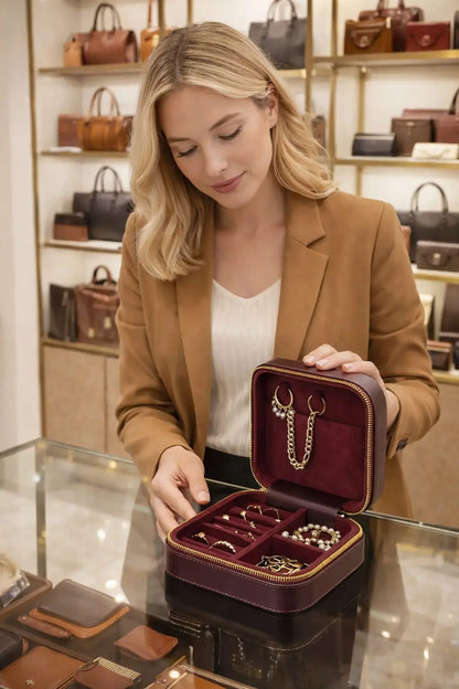 Arden Genuine Leather Jewelry Box – Handcrafted Storage with Velvet Interior