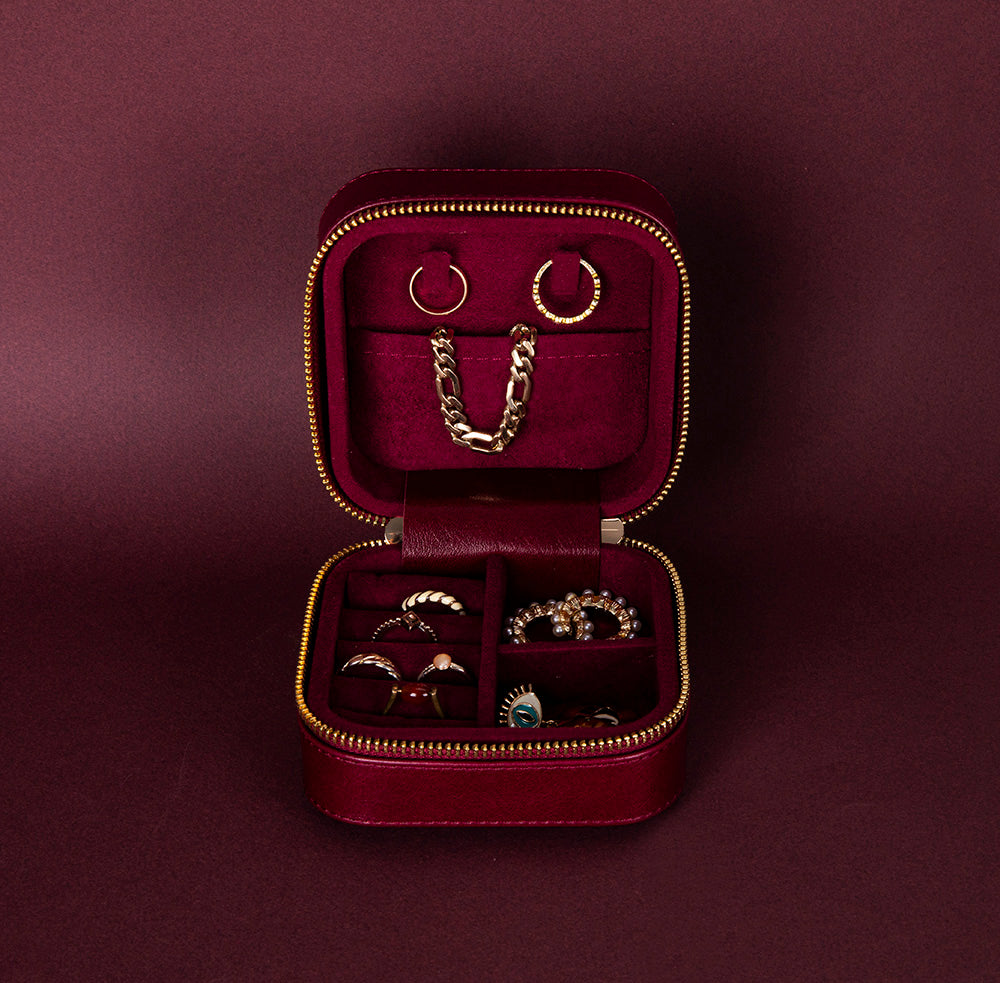Arden Genuine Leather Jewelry Box – Handcrafted Storage with Velvet Interior