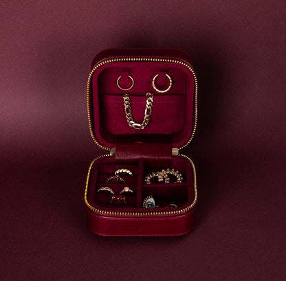 Arden Genuine Leather Jewelry Box – Handcrafted Storage with Velvet Interior