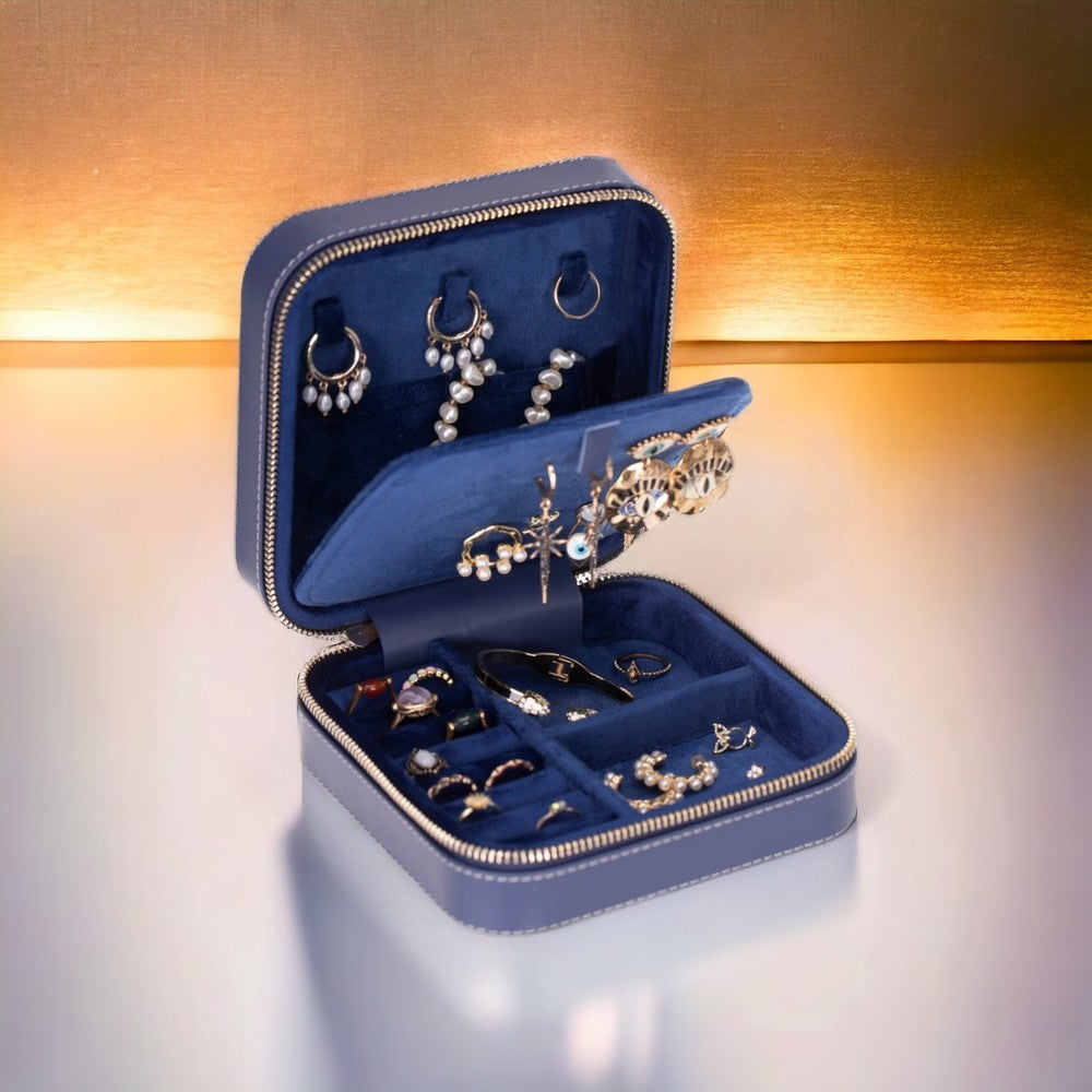 Arden Genuine Leather Jewelry Box – Handcrafted Storage with Velvet Interior