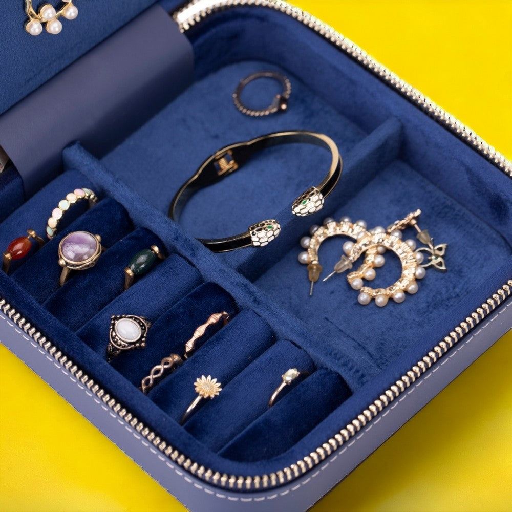 Arden Genuine Leather Jewelry Box – Handcrafted Storage with Velvet Interior