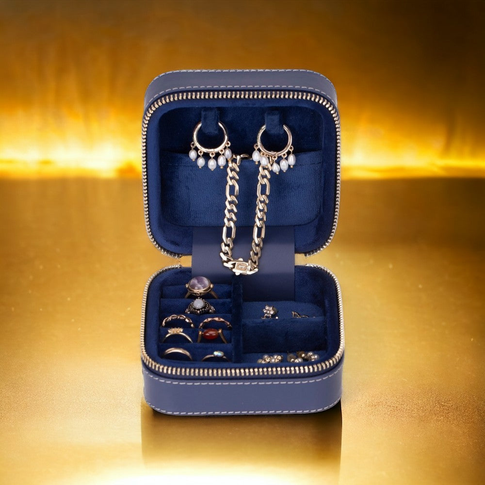 Arden Genuine Leather Jewelry Box – Handcrafted Storage with Velvet Interior