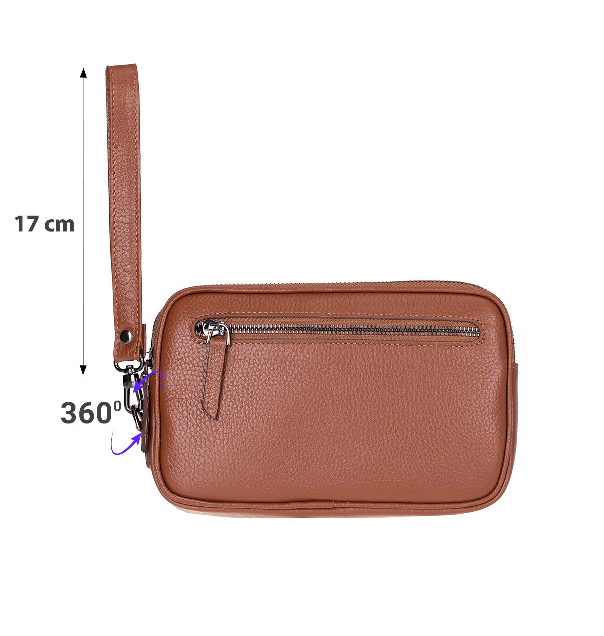 Axis Compact Unisex Wristlet Genuine Leather Clutch Bag