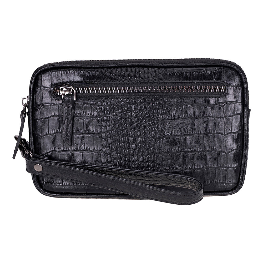 Axis Compact Unisex Wristlet Genuine Leather Clutch Bag